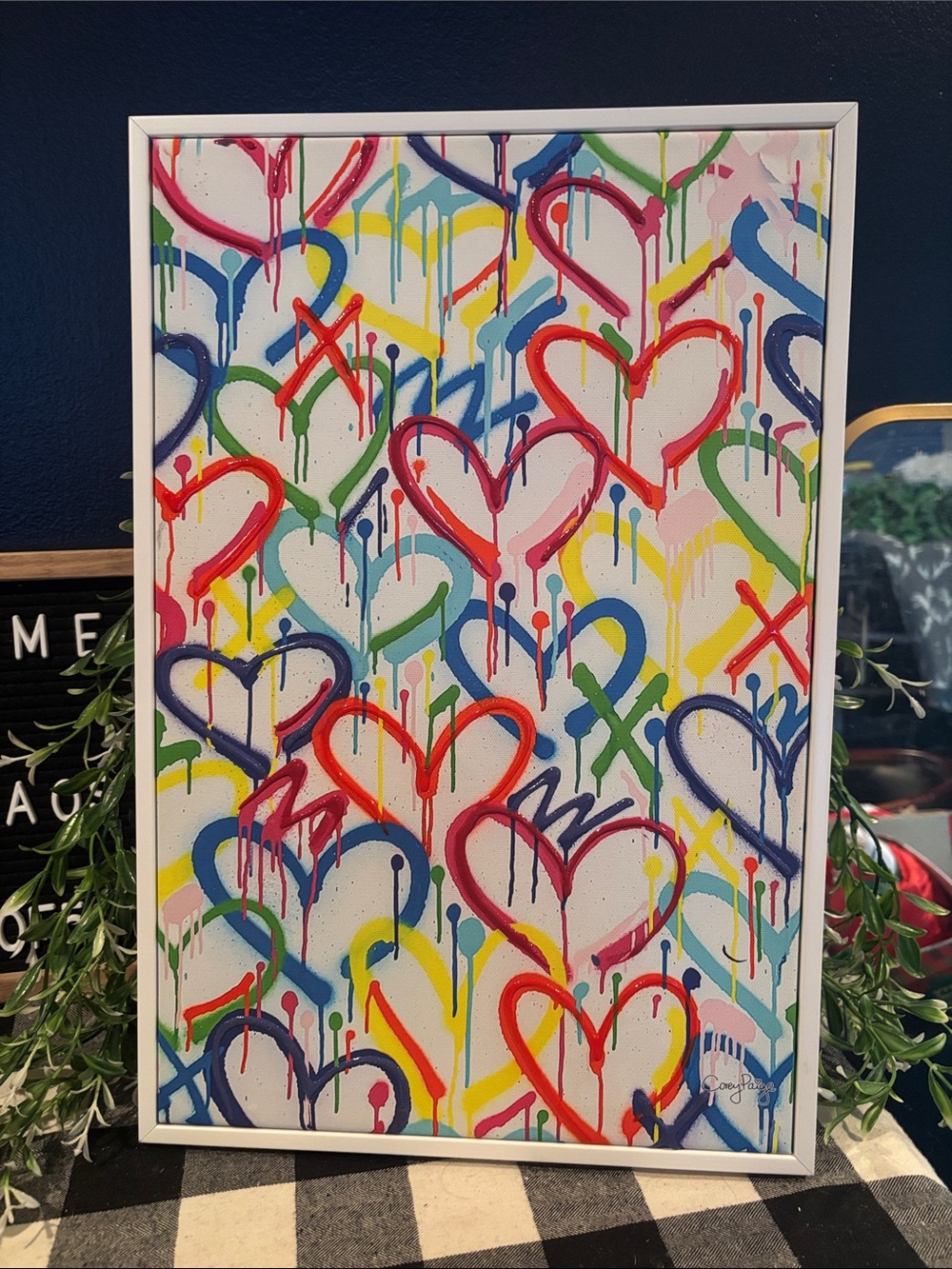 Colorful Drip Heart Canvas Wall Art